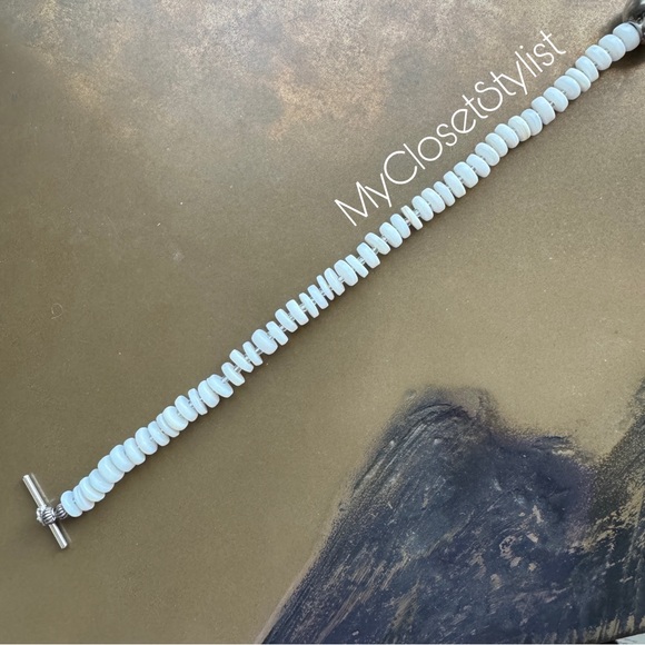 Anthropologie Sphere HEART TOGGLE Mother of Pearl Beaded Necklace mop - Picture 8 of 9